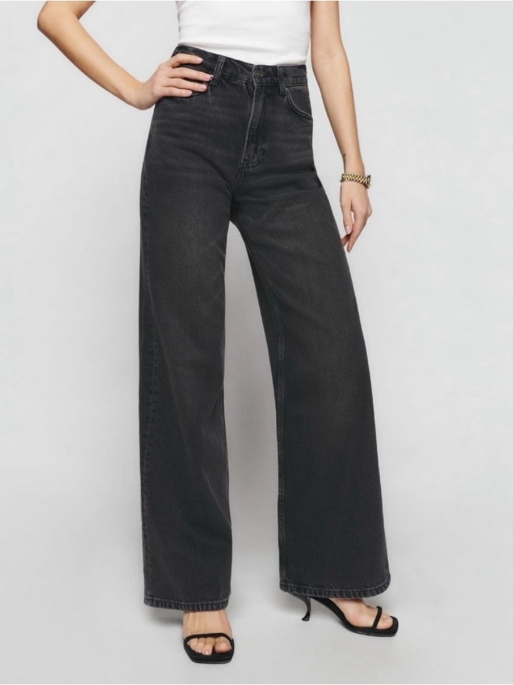 Reformation cary high rise slouchy wide leg jeans in summit